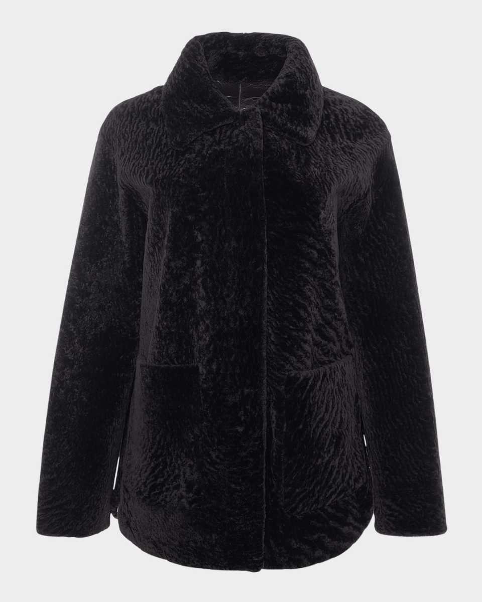 Reversible Textured Shearling Lamb Jacket